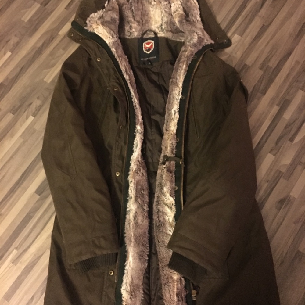 Olive Green Parka with hood